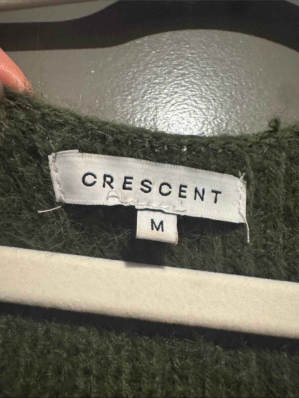 Crescent Olive Green Knit Tank - Fuzzy Ribbed Racerback - Picture 2 of 2